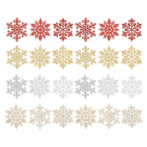 10cm Glitter Snowflake Set for Christmas Decor (24PCS)