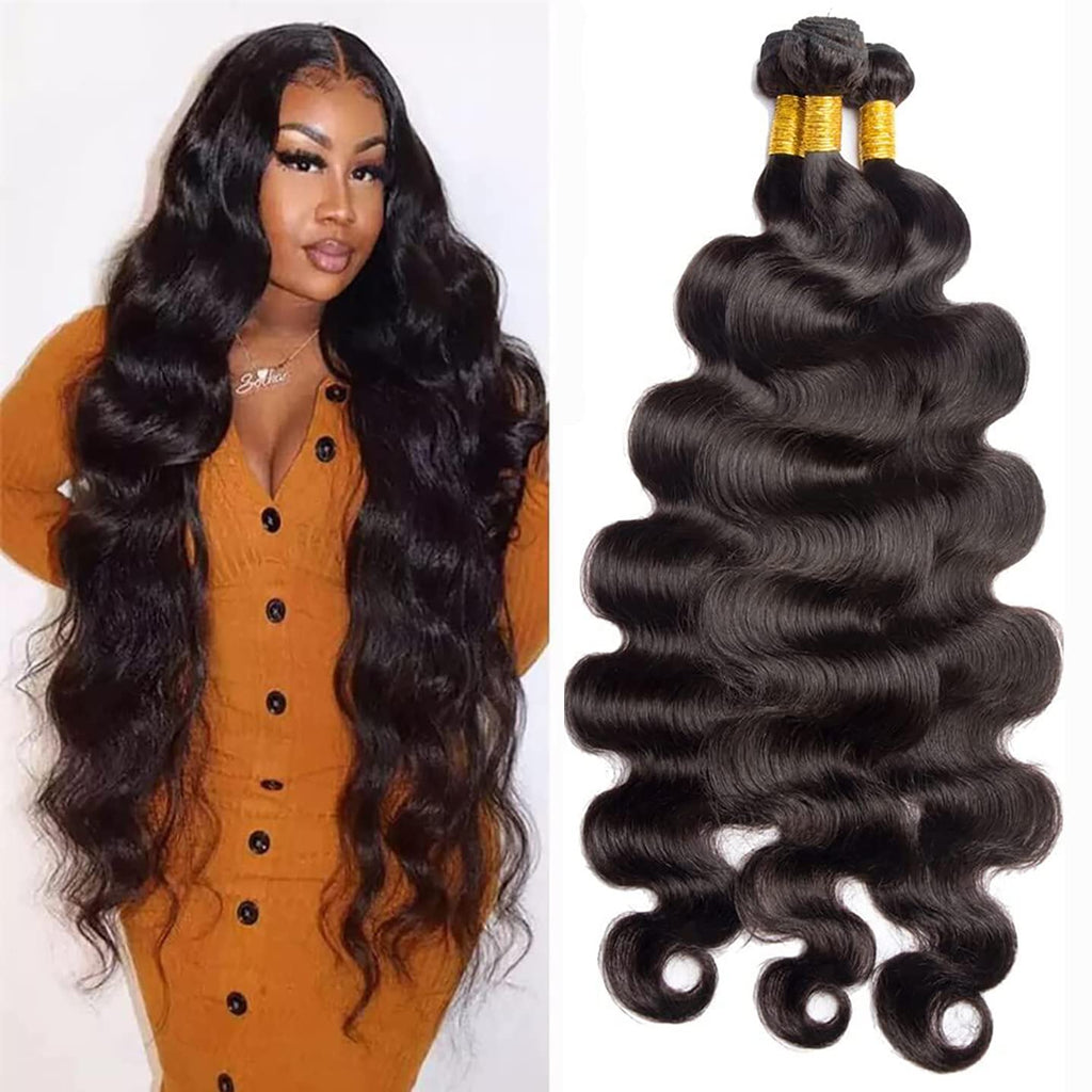 12A Brazilian Body Wave Bundles (18 18 18 Inch) Human Hair Bundles 100% Unprocessed Virgin Human Hair Body Wave 3 Bundles Human Hair Weave Bundles Natural Black Human Hair Extensions for Black Women