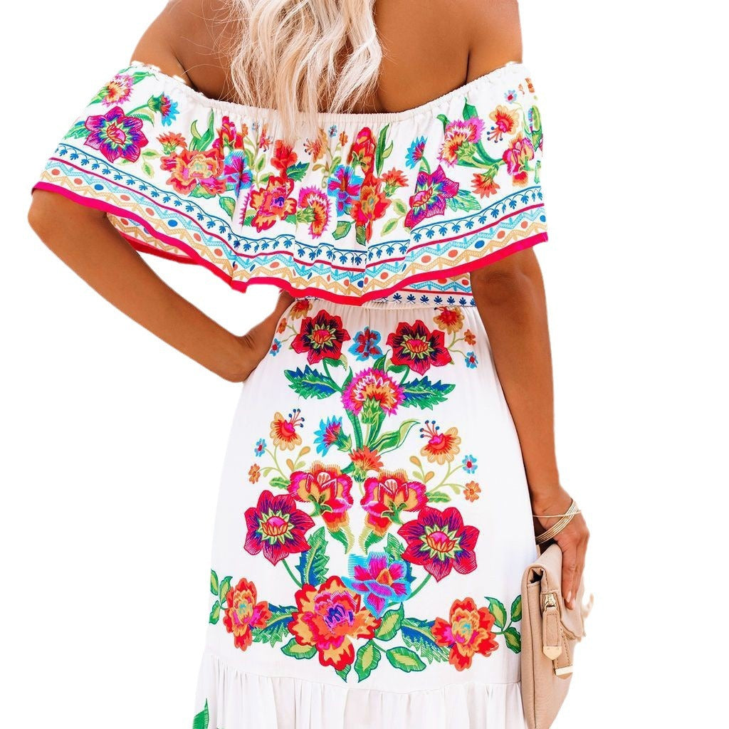 2023 Spring Summer Off-Shoulder Floral Maxi Dress