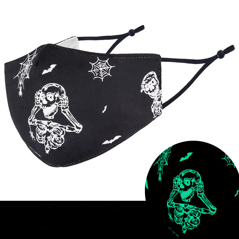 3D Luminous Halloween Party Cloth Mask - Washable