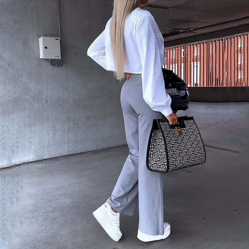 2023 Women's Fashion Two-Piece Set with Loose Pants