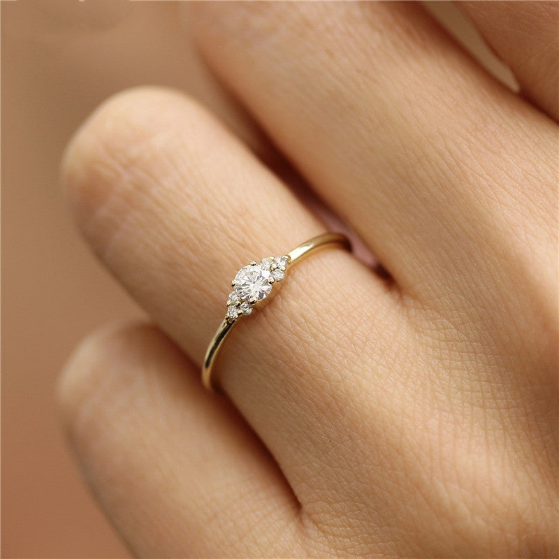 14K Gold-Plated Ring with Diamond Accent Design