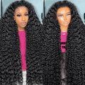 13x4 Deep Wave Lace Front Wigs Human Hair 200 Density HD Full Lace Frontal Wigs Pre Plucked Bleached Knots Curly Human Hair Wig with Baby Hair 20 Inch Wigs for Black Women