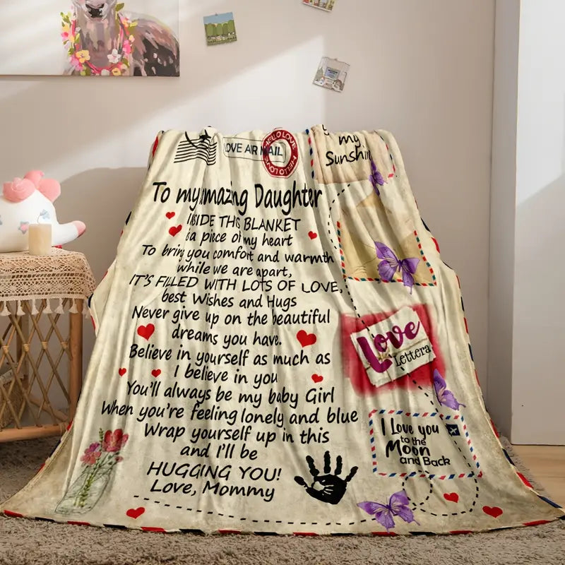 Flannel Throw Blanket for Daughter from Mom & Dad