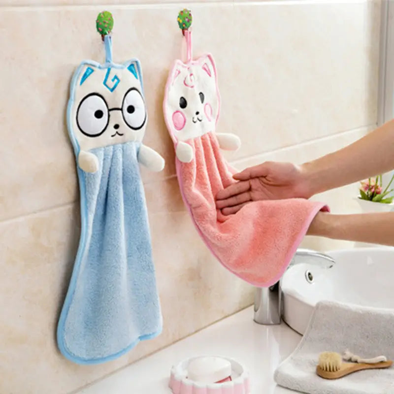 Microfiber Coral Fleece Cat Pattern Towel (1pc)