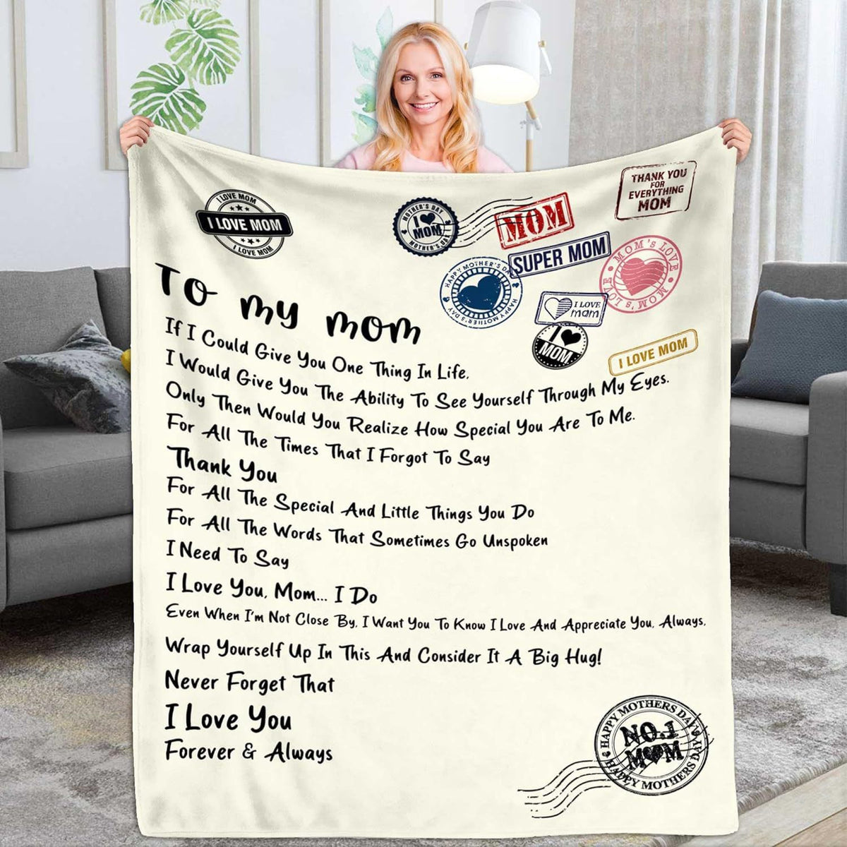 Digital Printed Fleece Blanket for Mother's Day Gift