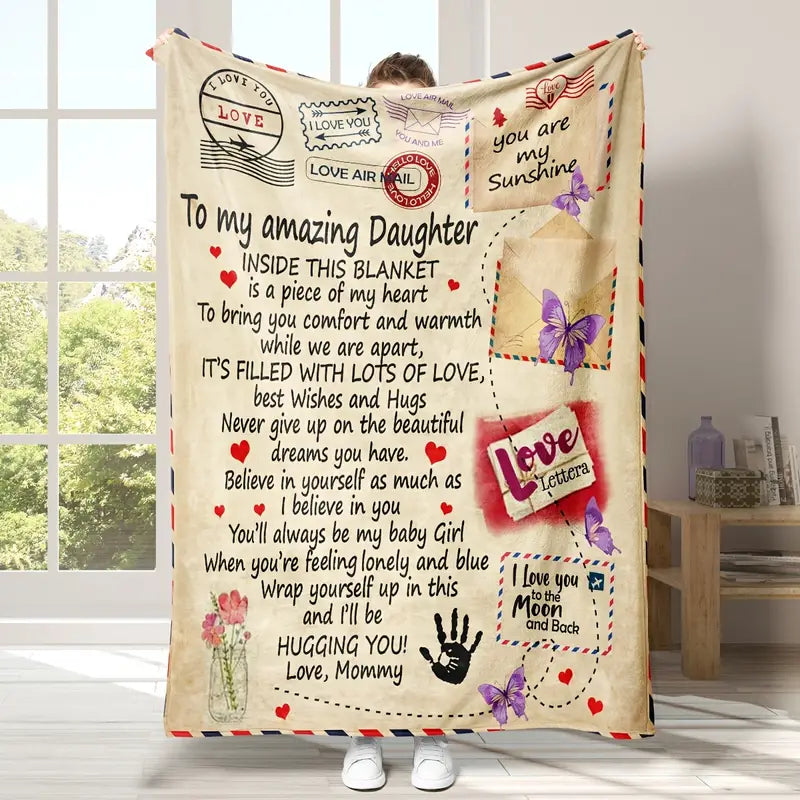 Flannel Throw Blanket for Daughter from Mom & Dad