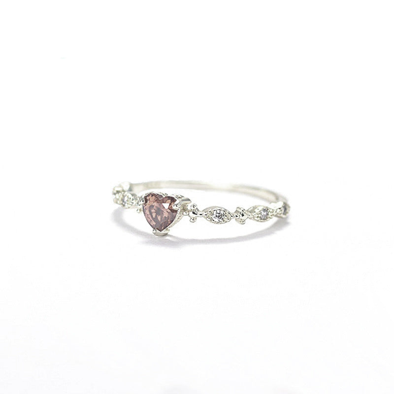 14K Gold-Plated Heart Shape Ruby Diamond Ring