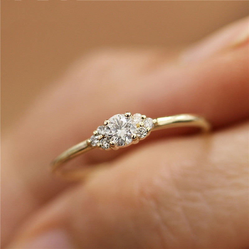 14K Gold-Plated Ring with Diamond Accent Design