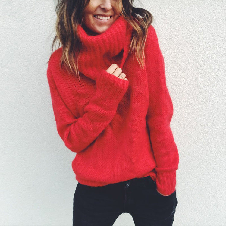 2018 Women's Long Sleeve Turtleneck Knit Sweater